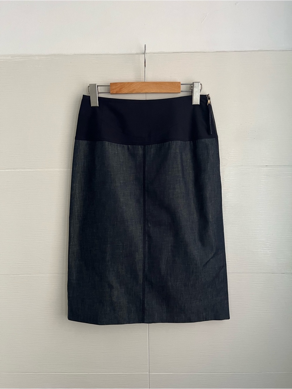 Prada Sport Indigo chambray Two-Tone Pencil Skirt - size it 40